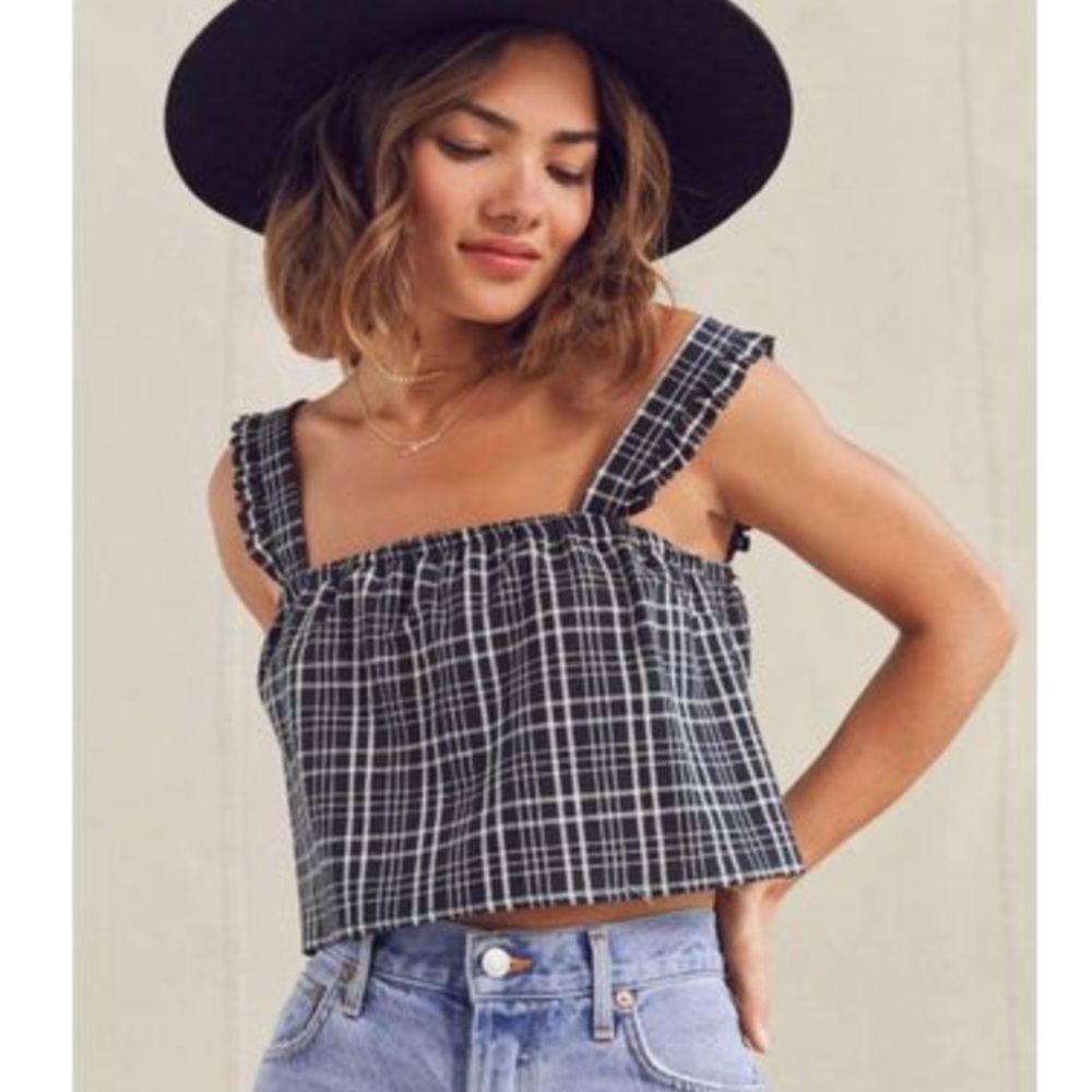Urban Renewal Gingham Check Crop Tank Size S
